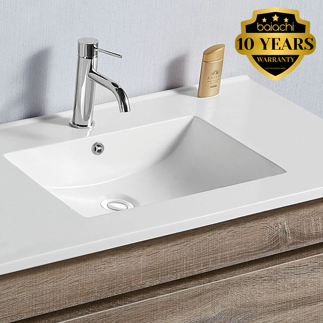 Vellena 1200mm PVC Water Proof Prime Oak Wall Hung Bathroom Vanity Ceramic Basin