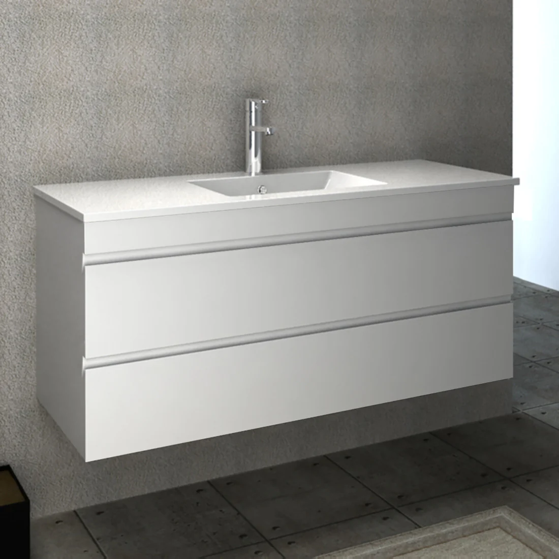 Vellena 1200mm PVC Water Proof Wall Hung Bathroom Vanity Ceramic Basin - Image 3