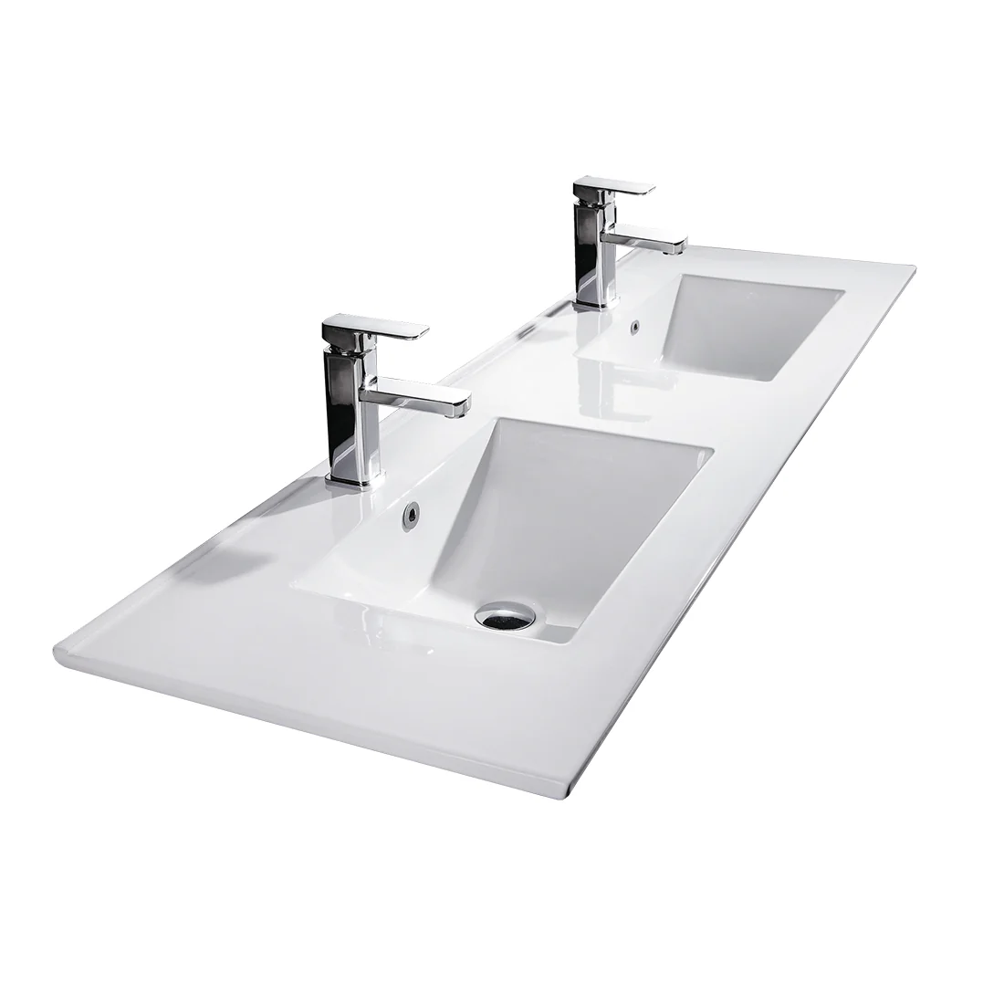 Vellena 1200mm PVC Water Proof Wash White Wall Hung Bathroom Vanity Double Ceramic Basin - Image 4