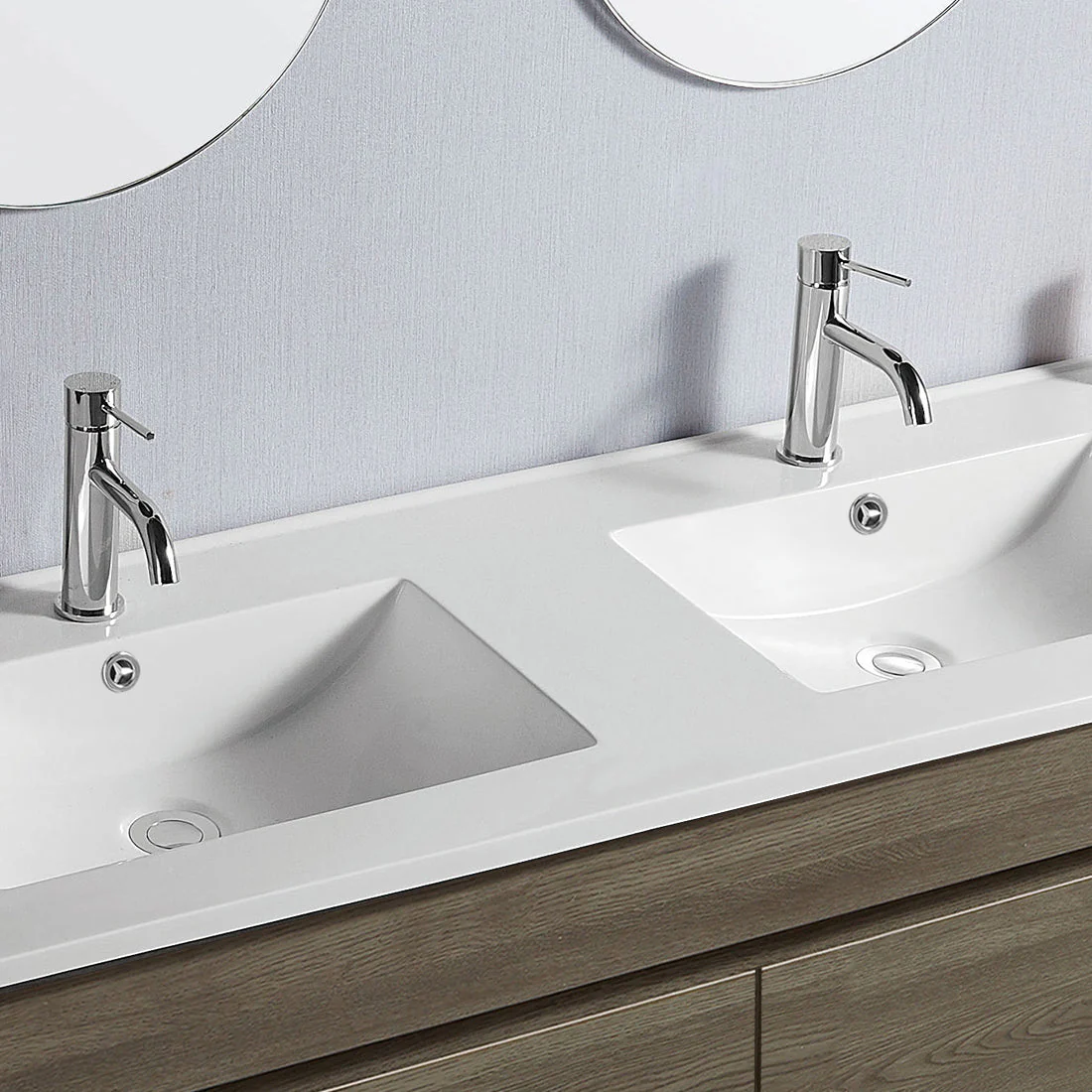 Vellena 1200mm PVC Water Proof Wash White Wall Hung Bathroom Vanity Double Ceramic Basin - Image 9