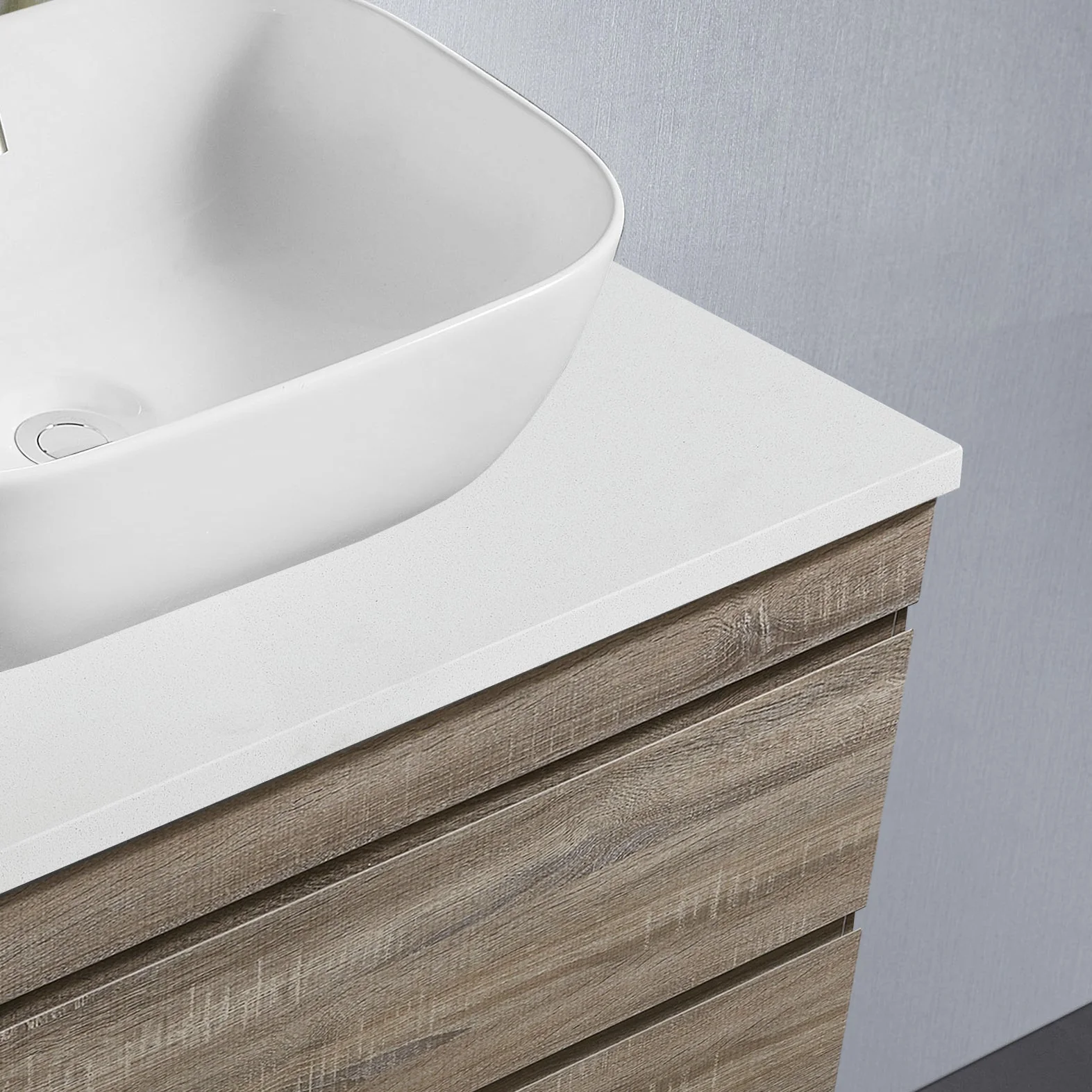 Vellena 1200mm PVC Water Proof Wash White Wall Hung Bathroom Vanity White Quartz Stone - Image 9