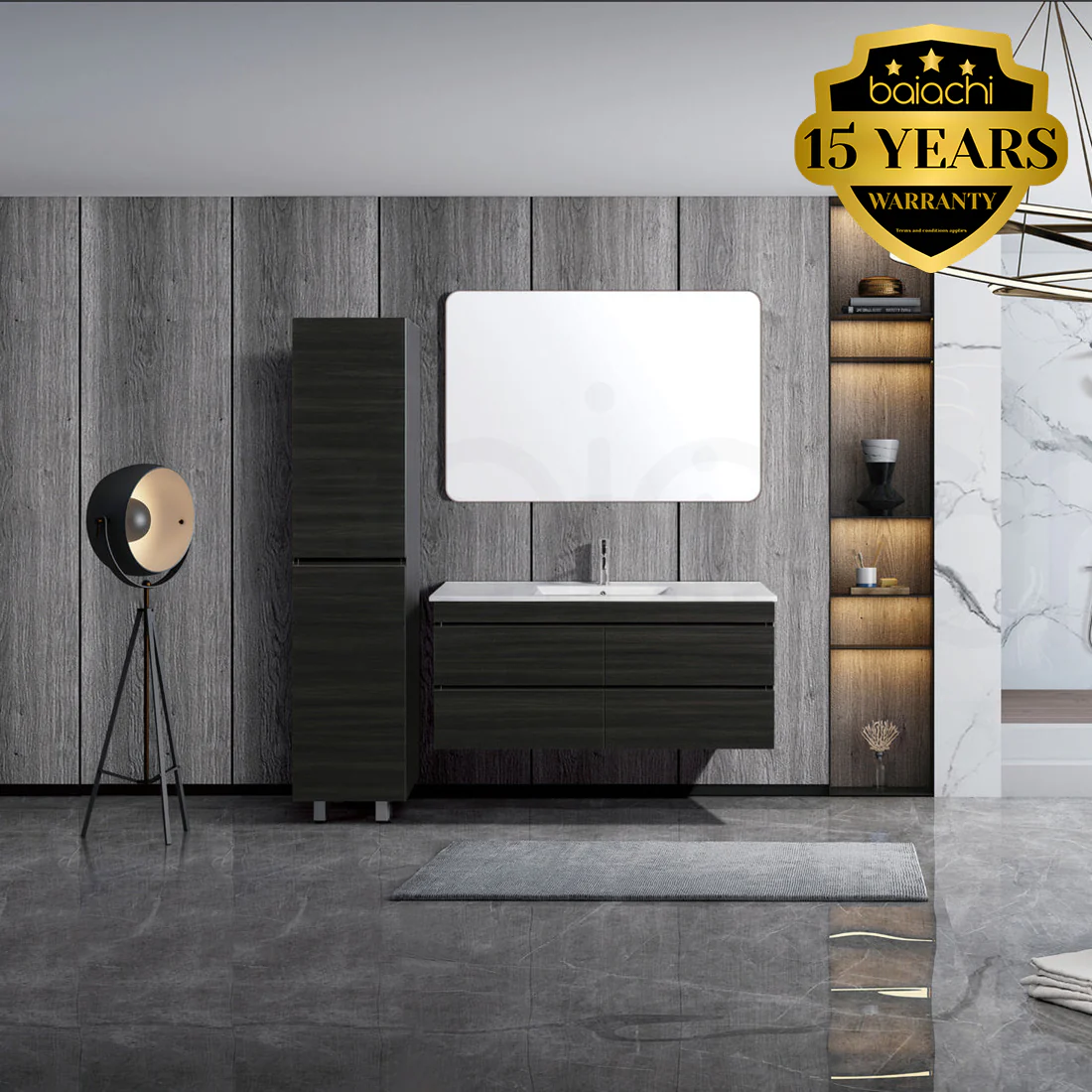 Vellena 1200mm Plywood Empire Oak Wall Hung Bathroom Vanity Cabinet