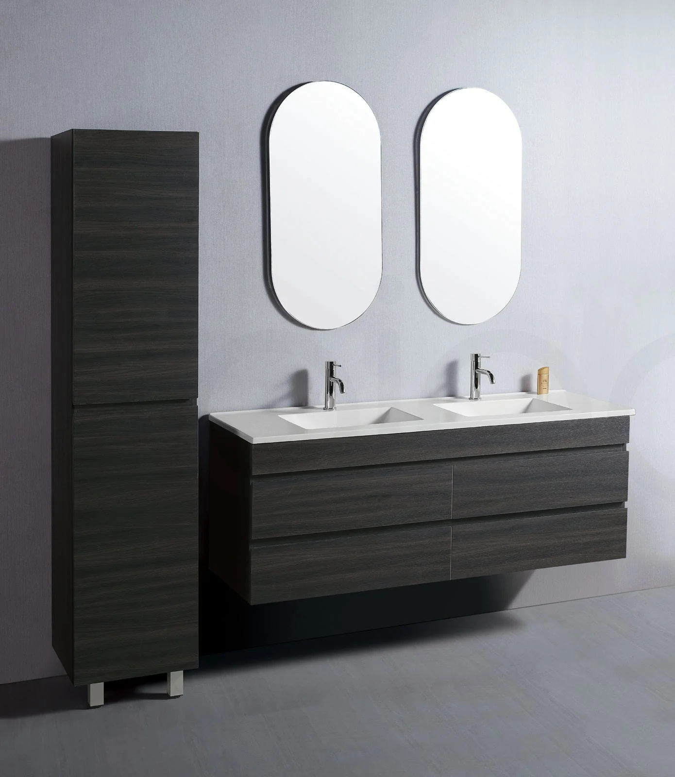 Vellena 1500mm Plywood Empire Oak Wall Hung Bathroom Vanity Calacatta Stone - Image 2