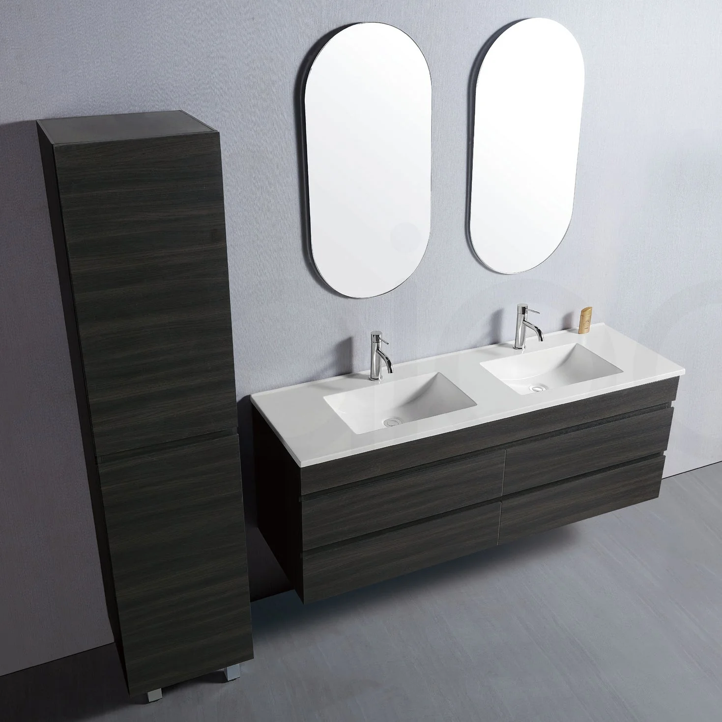 Vellena 1500mm Plywood Empire Oak Wall Hung Bathroom Vanity Calacatta Stone - Image 6