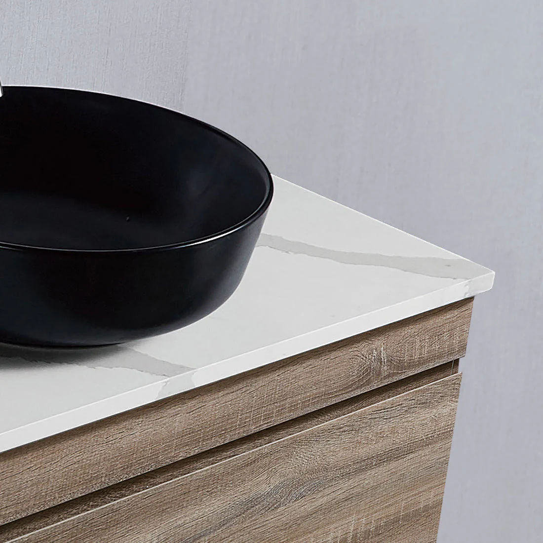 Vellena 1500mm Plywood Prime Oak Wall Hung Bathroom Vanity Calacatta Stone