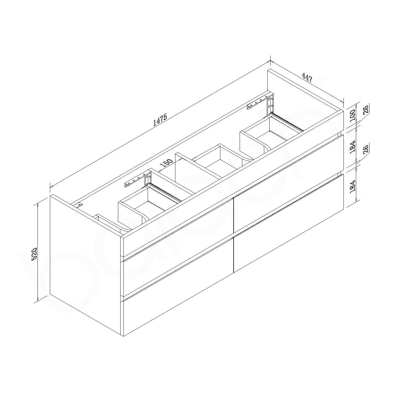 Vellena 1500mm Plywood Wall Hung Bathroom Vanity Cabinet - Image 2