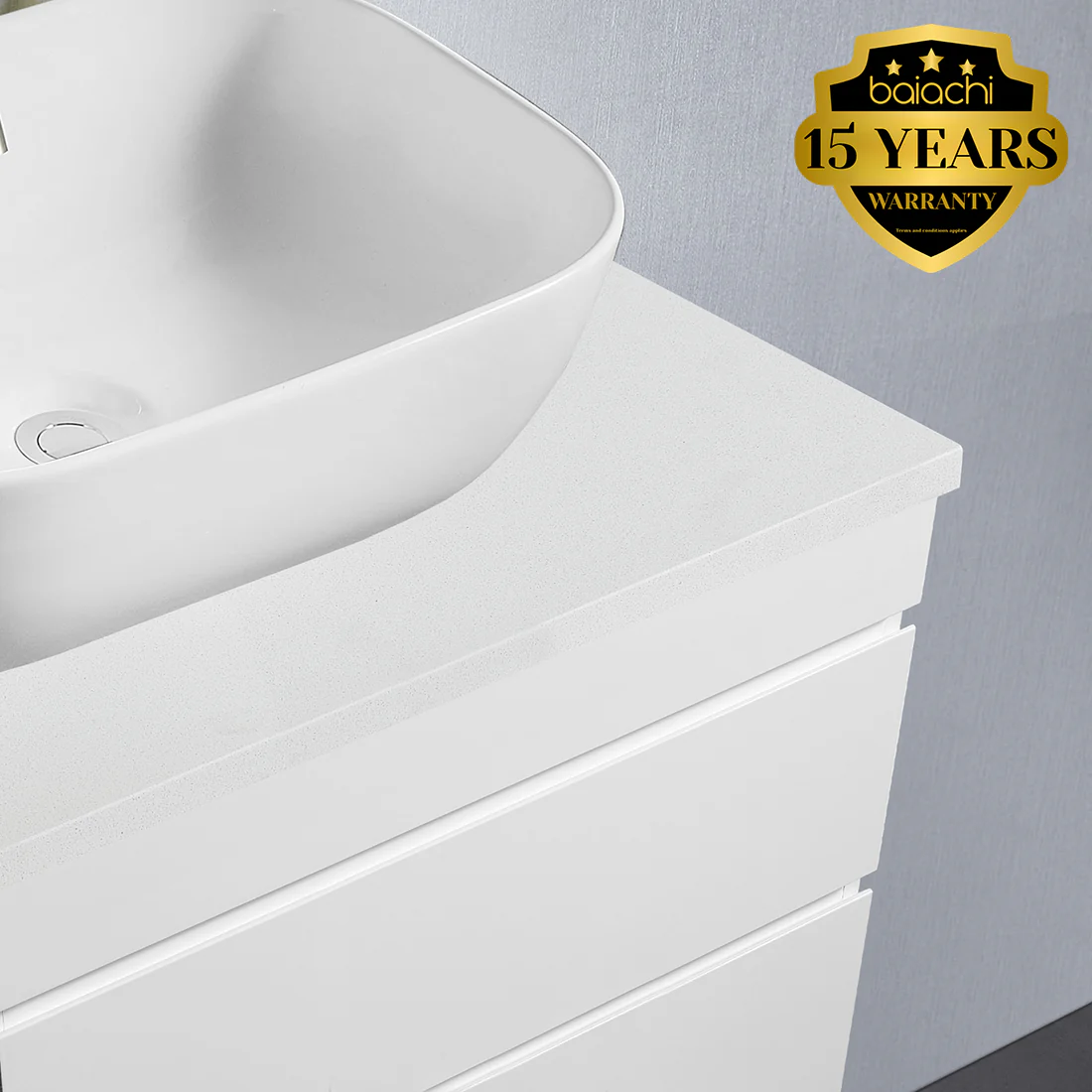 Vellena 1500mm Plywood Wall Hung Bathroom Vanity White Quartz Stone