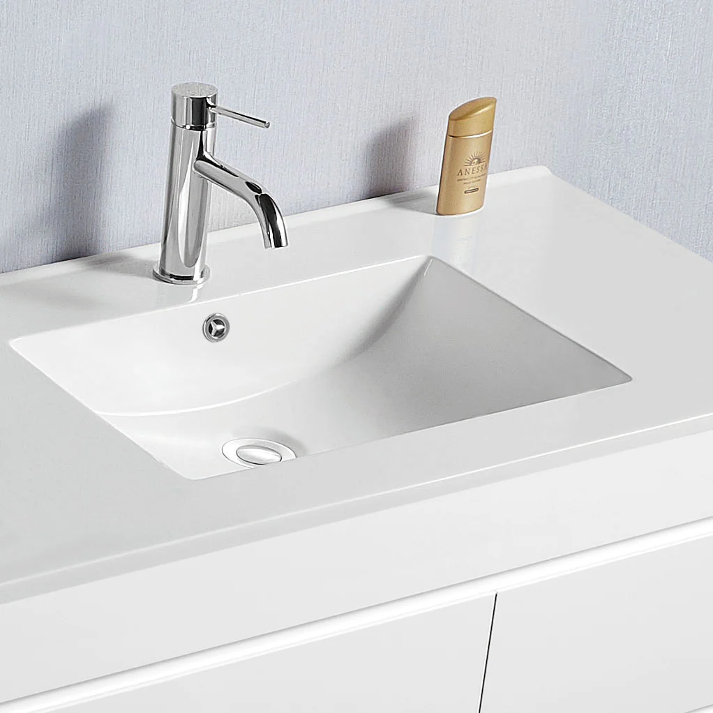 Vellena 1500mm PVC Water Proof Matte White Wall Hung Bathroom Vanity Poly Marble Basin - Image 11