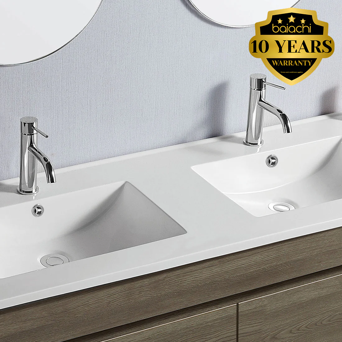 Vellena 1500mm PVC Water Proof Wash White Wall Hung Bathroom Vanity Double Poly Marble Basin