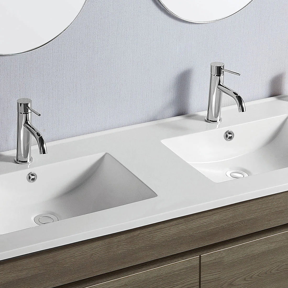 Vellena 1500mm PVC Water Proof Wash White Wall Hung Bathroom Vanity Double Poly Marble Basin - Image 11