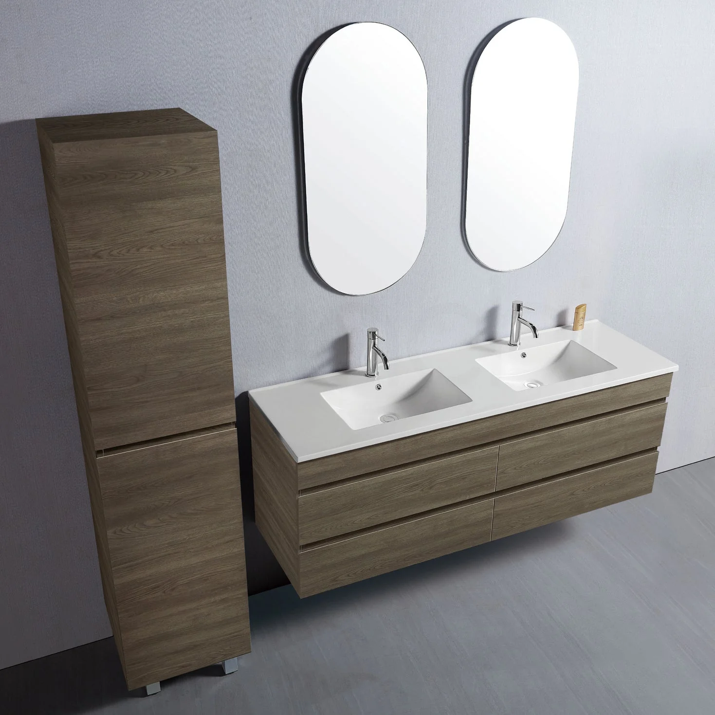 Vellena 1500mm PVC Water Proof Wash White Wall Hung Bathroom Vanity Double Poly Marble Basin - Image 7