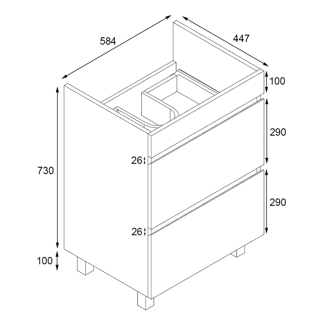 Vellena 600mm Plywood Bathroom Vanity Cabinet - Image 2
