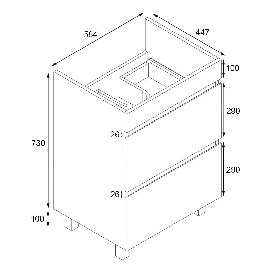 Vellena 600mm Plywood Bathroom Vanity Ceramic Basin - Image 10