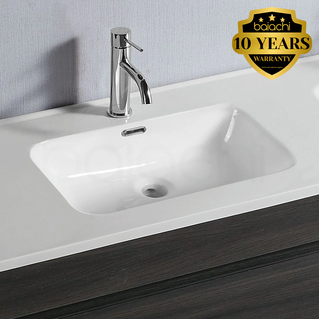 Vellena 600mm PVC Water Proof Empire Oak Wall Hung Bathroom Vanity Ceramic Basin