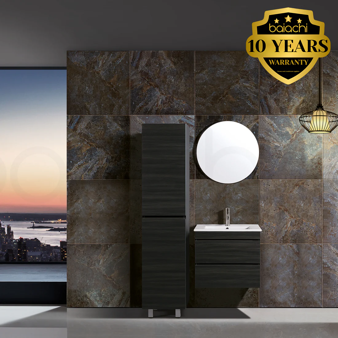 Vellena 600mm PVC Water Proof Empire Oak Wall Hung Bathroom Vanity Cabinet