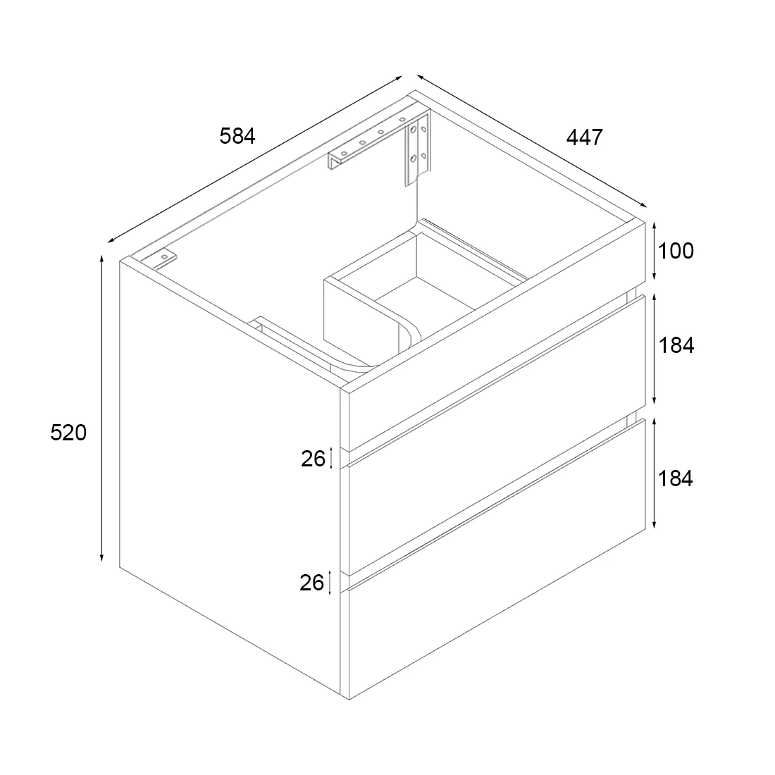 Vellena 600mm PVC Water Proof Empire Oak Wall Hung Bathroom Vanity White Quartz Stone - Image 2