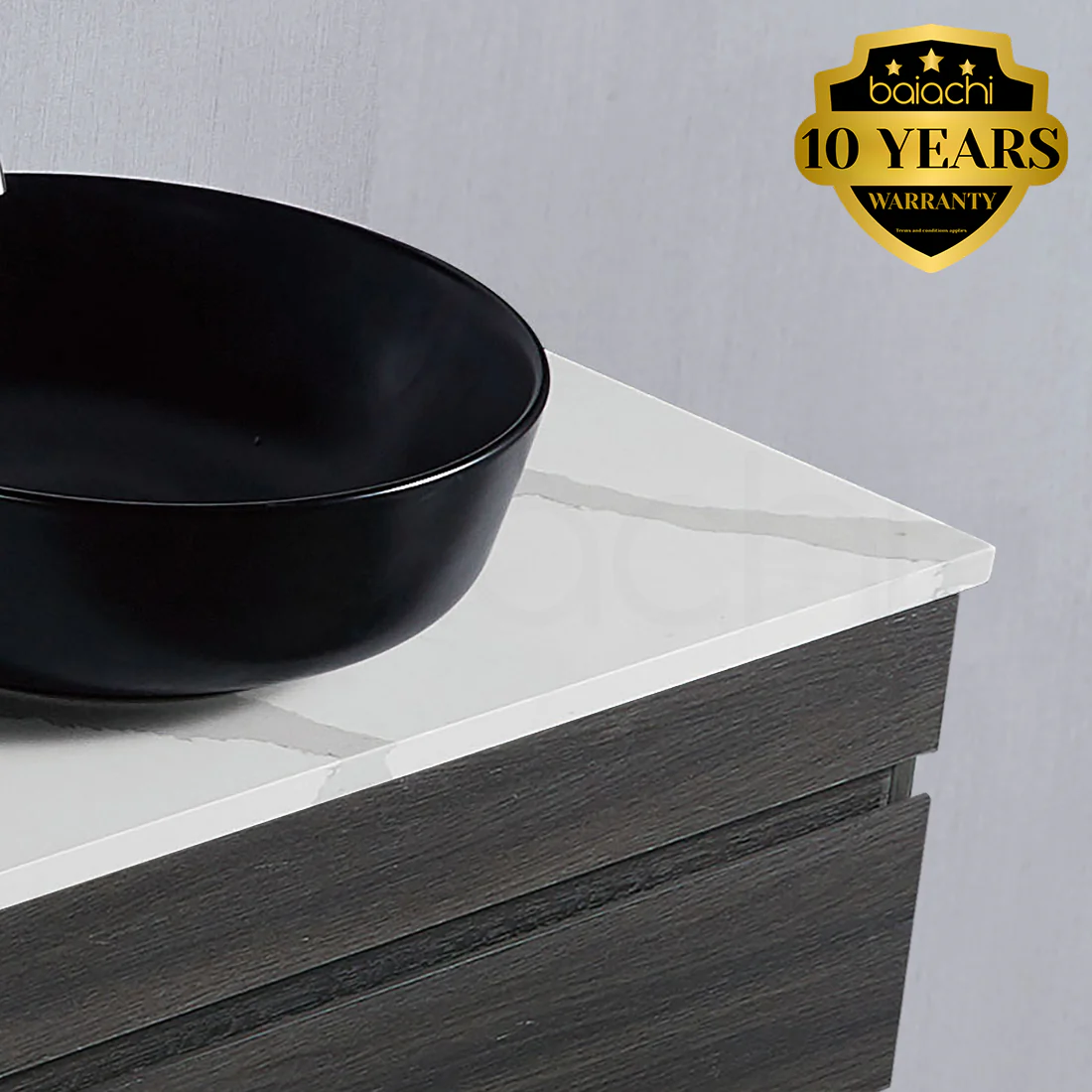 Vellena 750mm PVC Water Proof Empire Oak Wall Hung Bathroom Vanity Calacatta Quartz Stone