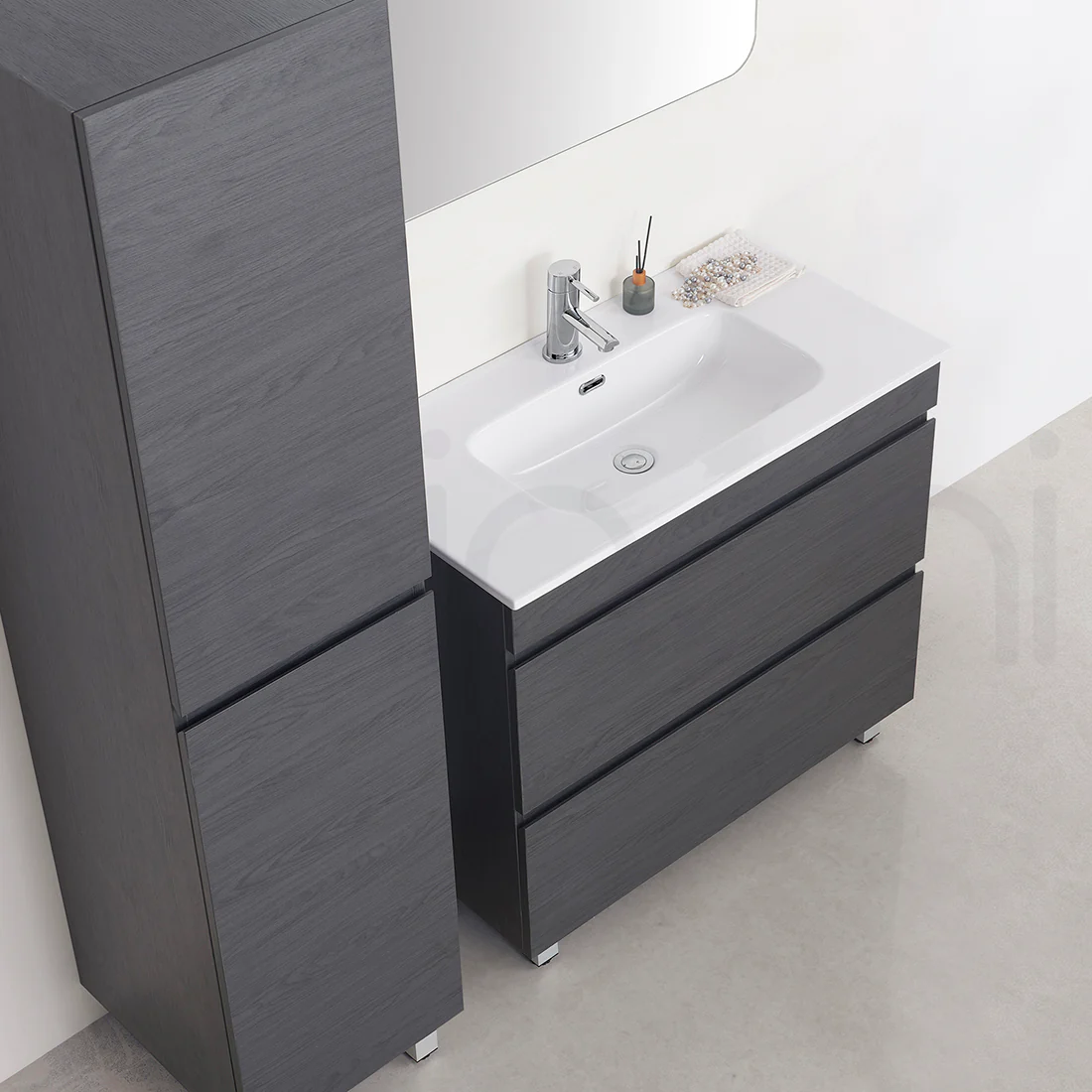 Vellena 900mm Plywood Empire Oak Bathroom Vanity Ceramic Basin - Image 13