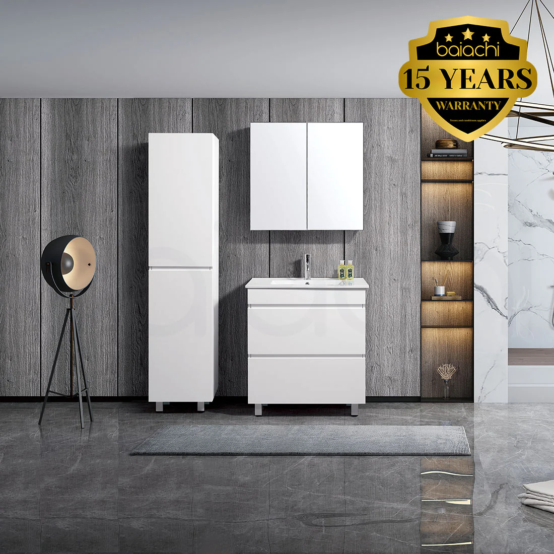 Vellena Plywood 750mm Bathroom Vanity Calacatta Stone - Image 3