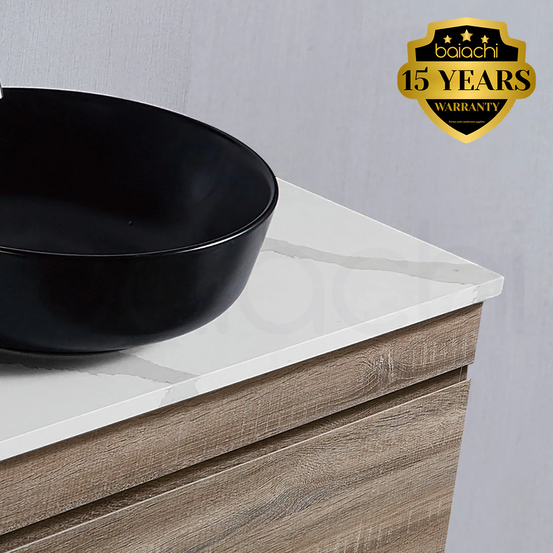Vellena Plywood 750mm Prime Oak Bathroom Vanity Calacatta Stone