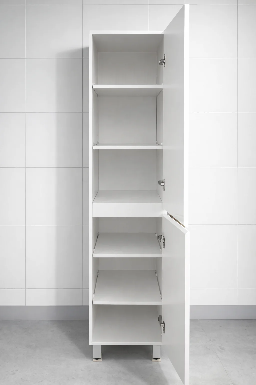 Vellena Plywood Gloss White Bathroom Tallboy Cabinet Wall Hung Legs - Image 2