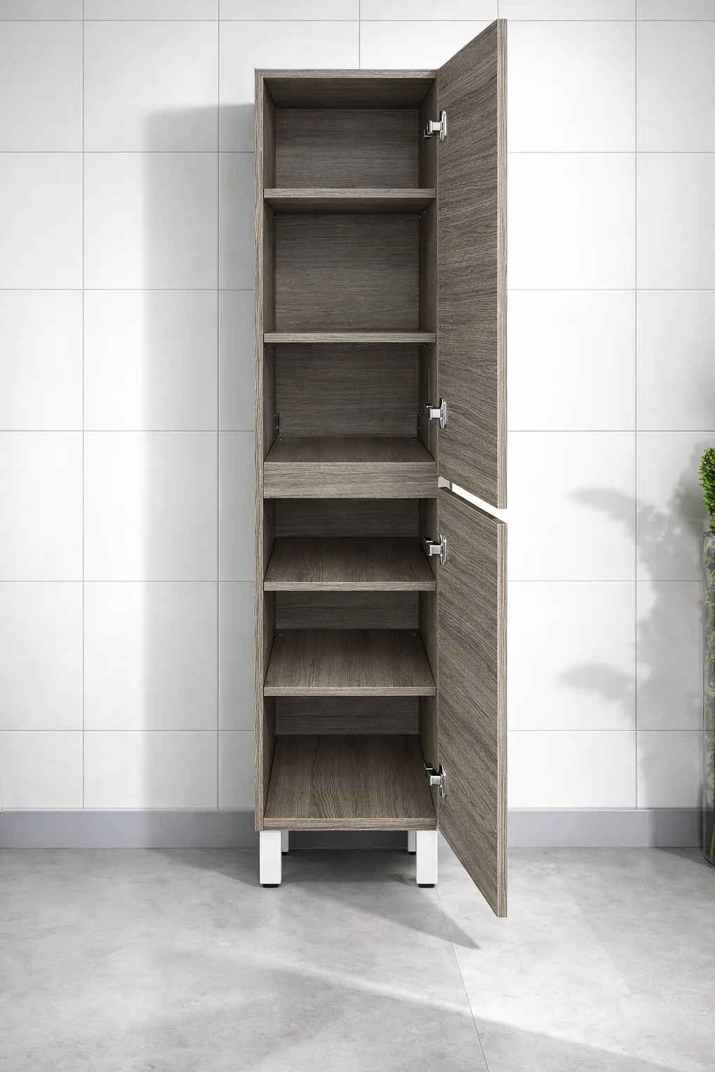 Vellena PVC Water Proof Wash White Bathroom Tallboy Cabinet Wall Hung Legs - Image 2