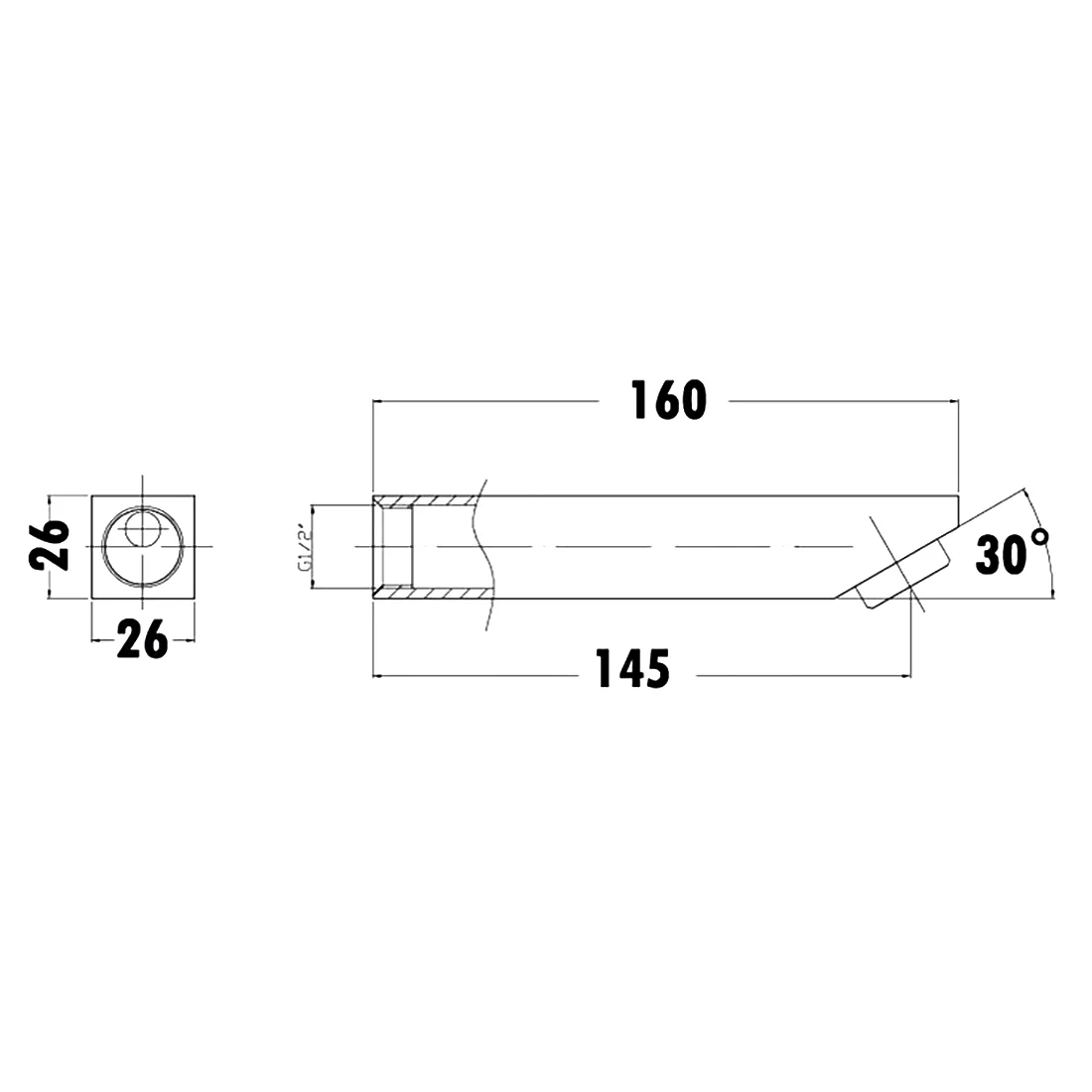 Yale Square Spout 160mm Chrome - Image 2